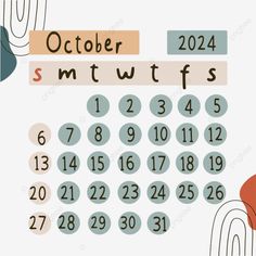 a calendar with the date of october on it