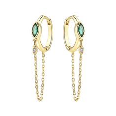 PRICES MAY VARY. ❤Chain Earrings Design: Trendy Personalized Huggie Hoop link with tassel chain earrings.These earrings blend the simplicity of a gold chain with the sparkle of cubic zirconia, making them perfect for both everyday wear and special occasions. ❤Superior Material : These green chain earrings for women are made of brass with 18K gold plated and green cubic zircon. Nickel free, lead free Cadmium-free and Anallergic, tarnish resistant and will not easily change color, and don't turn y Dainty Fashion, Hoop Earrings Style, Earrings Design, Tassels Fashion, Bee Earrings, Zirconia Earrings, Huggie Earrings, Everyday Earrings, Birthday Gifts For Women