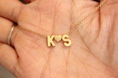 Silver version available,Two Initials Necklace, Boy Friend Girl Friend Necklace, Anniversary gift, C Skull Jewelry Women, Design Mehendi, Initials Necklace, Locket Design, Tiffany And Co Necklace, Couple Necklace, Necklace Name, Cute Couple Gifts, Gold Bride Jewelry