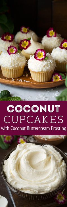 coconut cupcakes with coconut buttercream frosting are the perfect dessert for summer