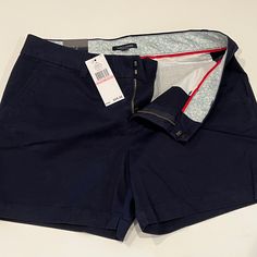 New With Tags Tommy Hilfiger 5 Inch Inseam Shorts Navy Blue Twill Women's Size 10 Tommy Hilfiger Blue Shorts, Casual Mid-rise Bottoms By Tommy Hilfiger, Tommy Hilfiger Blue Short-length Bottoms, Tommy Hilfiger Blue Short Length Bottoms, Tommy Hilfiger Summer Shorts With Pockets, Tommy Hilfiger Shorts With Pockets For Summer, Tommy Hilfiger Summer Bottoms With Pockets, Tommy Hilfiger Shorts With Pockets, Tommy Hilfiger Cotton Shorts