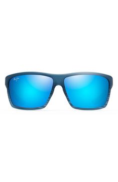 Blocky, oversized frames define stylish sunglasses fitted with polarized lenses that offer superior clarity and damage resistance. 64mm lens width; 14mm bridge width; 123mm temple length 100% UV protection Nylon Made in Italy Blue Polarized Aviator Sunglasses For Beach, Blue Aviator Sunglasses With Anti-reflective Coating For Outdoor, Blue Anti-reflective Shield Sunglasses In Polycarbonate, Blue Anti-reflective Shield Sunglasses, Blue Polycarbonate Shield Sunglasses With Anti-reflective Coating, Blue Polarized Shield Sunglasses For The Beach, Blue Polycarbonate Sunglasses For Sports, Blue Tinted Shield Sunglasses In Polycarbonate, Modern Blue Shield Sunglasses In Polycarbonate