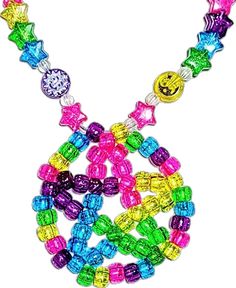 a multicolored necklace with smiley faces on it