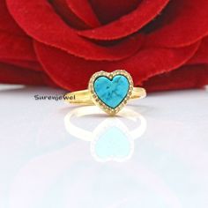 Solid 14k Gold Vermeil Valentine Gift Diamond & Turquoise Heart Ring, Gemstone And Diamond Heart Ring, Gold Turquoise heart Ring Primary Color = Select the variations Metal = 925 Silver Quantity 1 Side Stone = Diamond middle Stone = Select the variations Ring Size = Select the Variations Suren Jewels 14k Gold Vermeil Turquoise Heart Ring: This ring is made of high- Turquoise Diamond Heart Ring: This ring features a classic yet modern design with beautiful turquoise as the accent stone. Solid Gol Turquoise Gemstone Heart Ring For Anniversary, Turquoise Heart Wedding Jewelry, Handmade Turquoise Heart Ring, Turquoise Heart-shaped Wedding Jewelry, Heart-shaped Turquoise Ring For Anniversary, Turquoise Gemstone Heart Ring Gift, Handmade Heart-shaped Turquoise Ring As Gift, Heart-shaped Turquoise Ring As Gift, Heart-shaped Blue Turquoise Ring Gift