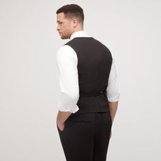 Complete your 3 piece look with our classic black vest. So versatile, pair it with our Classic Black Suit or Tuxedo for a polished look! Black Suit No Tie, Suit No Tie, Classic Black Suit, Black Suit Vest, Formal Clothes, Formal Vest, Black Suit, Formal Suits, Black Vest