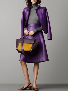 Urban Plain Regular Fit Long Sleeve PU Coat | stylewe Mode Purple, Types Of Coats, All Things Purple, Purple Leather, Fashion Winter, Purple Fashion, Fall 2015, The Purple, Corsets