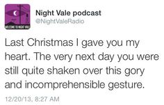 a tweet from the night vale radio on christmas day, with an image of a