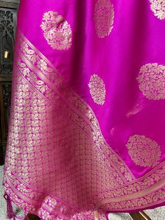 Beautiful Hot Pink Color Dupatta with big buttas and grand borders. Perfect Gift !! Very Light Weight Item: DupattaBase color : Hot PinkFabric : Silk (Non-Pure Silk)Work : Zari Weaved with tasselsSize : 2.5 meters Luxury Pink Dupatta With Zari Weaving, Purple Border Dupatta, Kids Ethnic Wear, Hot Pink Color, Silk Dupatta, Pink Silk, Pink Fabric, Base Colour, Pure Silk