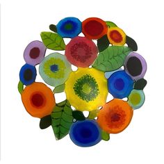 colorful glass flowers arranged in a circle