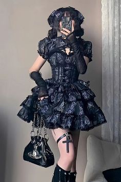 Fabric: Polyester Style types: Gothic Lolita Season: Spring, Summer, Autumn Include: Dress*1 (Any of the accessory is not included.) Size (IN) Bust Waist Length S 33.07 25.20 29.53 M 34.65 26.77 29.53 L 36.22 28.35 29.53 XL 37.80 29.92 29.53 2XL 39.37 31.50 29.53 Size (CM) Bust Waist Length S 84 64 75 M 88 68 75 L 92 72 75 XL 96 76 75 2XL 100 80 75 Style Types, Punk Dress, Dresses Xxl, Alternative Outfits, Kawaii Clothes, Cosplay Outfits, Gothic Lolita