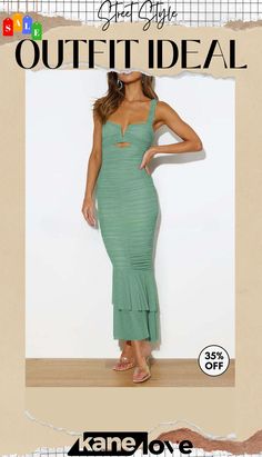 Solid Color High Waist Pleated Mermaid Dress Summer Ruched Mermaid Hem Dresses, Chic Summer Midi Dress With Mermaid Hem, Sleeveless Bodycon Mermaid Dress For Summer, Summer Bodycon Dress With Mermaid Hem, Spring Sleeveless Stretch Mermaid Dress, Fitted Midi Dress With Mermaid Hem For Summer, Fitted Mermaid Hem Midi Summer Dress, Summer Fishtail Bodycon Dress, Fitted Green Mermaid Dress For Summer