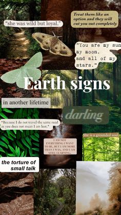 collage with words and images about the earth's origins in different languages