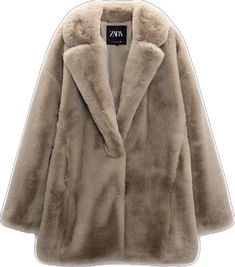 Beige Faux Fur Coat For Workwear, Beige Faux Fur Lined Coat For Work, Chic Beige Fur Coat For Fall, Chic Beige Outerwear With Faux Fur Lining, Chic Beige Long Fur Coat, Chic Long Beige Fur Coat, Chic Zara Fur Coat For Fall, Zara Beige Outerwear With Faux Fur Lining, Chic Long Sleeve Zara Fur Coat