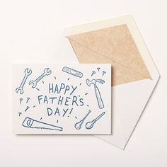 a father's day card with tools on it