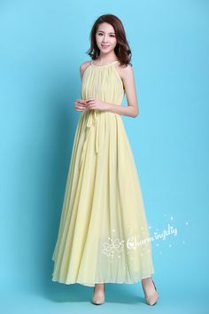 Chiffon Yellow Long Party Dress Evening Wedding Lightweight Sundress Maternity Dress Summer Holiday Beach Dress Bridesmaid Dress Maxi Skirt Detail Info: ❤ Color: Yellow More color choice link: https://www.etsy.com/listing/213656440/chiffon-dress-color-card?ref=shop_home_feat_1 Please just note the color you want with order, we will make according to your note. ❤ Material: Chiffon ❤ The dress doesn't limit the chest size and waitst size, arm hole 45cm (if your upper arm circle circumference is mo Maternity Photo Dresses, Wedding Sundress, Maternity Summer, Maternity Dresses Summer, Long Party Dress, Beach Holiday Dresses, Summer Pregnancy, Baby Shower Dresses, Evening Dresses For Weddings