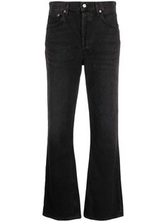 Agolde's straight-leg denim jeans offer a blend of style and comfort for daily use. Crafted from 100% organic cotton, these jeans showcase a classic five-pocket design with understated stitching, ensuring a timeless appeal.

- Model height: 1.78 m, wearing size 27  
- Care: Machine wash  
- Made in the United States Black Cropped Straight Hem Jeans With Five Pockets, Black Cropped Jeans With Straight Hem, Black Cropped Jeans With Five Pockets, Classic Black Mid-rise Cropped Jeans, Classic Black Cropped Jeans, Classic Black Straight Flare Jeans, Classic Black Cropped Jeans With Straight Hem, Classic Black Straight Leg Cropped Jeans, Classic Black Cropped Straight Leg Jeans