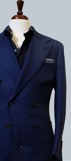 This Space blue flannel suit is crafted with ease of wear in mind. Worn together or separately this is your jack of all trades. Double Breasted Jacket paired with Signature CKC Pleated Trouser. Blue Suit Aesthetic, Blue Flannel Jacket, Beckham Suit, David Beckham Suit, Christopher Korey, Windowpane Suit, Denim Biker Jacket, Jack Of All Trades, Flannel Suit