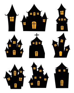 Halloween black castle isolated on white background. Haunted house cartoon silhouette. Haunted House Cartoon, Skulls Animal, Buffet Halloween, Haunted House Drawing, Décoration Table Halloween, Haunted House Craft, Glass Cloches, Halloween Classroom Decorations