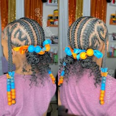 Hair Styles Kids Black, Cute Braided Hairstyles Black Hair Kids, Kids Braids With Beads, A Cute Hairstyle, Blippi Party, Kid Braids, Blue Goddess, Dess Dior, Baby Girl Hairstyles Curly