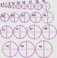 a cross stitch pattern with numbers and circles