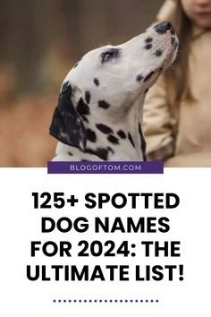 a dalmatian dog is looking up at the sky with text overlay that reads,