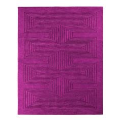 a purple rug with an interlocked design on the front and back side,