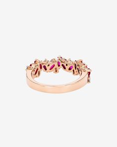 This frenzy half band is one of our most iconic, best-selling styles. Loved for its vibrant, baguette stones set in our signature fireworks setting. This is an eye-catching design that will add a pop of color to your jewelry box. A must-have addition to your SK Collection. Details 18k rose gold or yellow gold 1.10 carats of ruby baguettes 0.14 carats of round white diamonds 5mm width Ref: BAR458 White Diamonds, Stone Settings, 18k Rose Gold, Diamond White, Fireworks, Jewelry Box, Color Pop, Ruby, Crown Jewelry