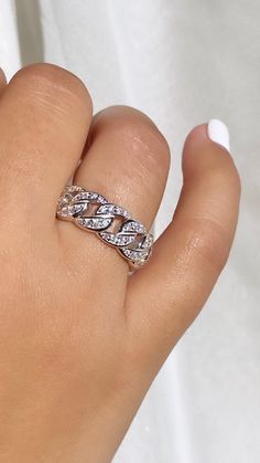 Cuban Link 925 Sterling Silver ( Please measure fingers before purchasing/ all sales are FINAL ) Each Ring Sold Separately Cuban Link Ring, Link Ring, Beautiful Diamond Rings, Linking Rings, Pointed Toe Shoes, Cuban Link, Ring Silver, Vintage Engagement Rings, Women Rings