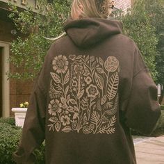 Brown Hoodie Outfit | Floral Hoodie | Shop Now | Sisterly Gifts Brown Hoodie Outfit, Forest Green Hoodie, Dark Green Hoodie, Chrome Hearts Hoodie, Nature Hoodie, Brown Hoodie, Floral Hoodie, Green Hoodie, Hoodie Outfit