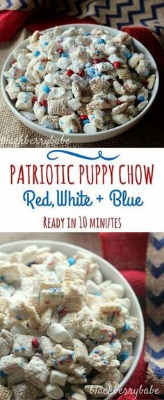 patriotic puppy chow red, white and blue made in 10 minutes