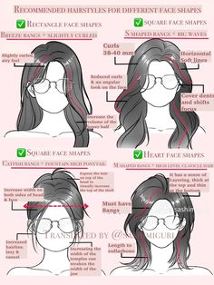 Hairstyles For Different Face Shapes, Glasses For Face Shape, Best Hairstyles For Women, Haircut For Square Face, Different Face Shapes, 2023 Hair