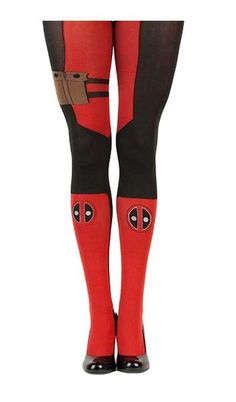 These women's sheer tights feature costume inspired designs of your favorite superhero! 50% Nylon, 10% Spandex, 40% Polyester are one size fits most. Officially licensed. Stretch Hosiery For Cosplay, Fitted Thigh-high Cosplay Leggings, Thigh High Fitted Leggings For Cosplay, Fitted Thigh High Leggings For Cosplay, Trendy Fitted Legwear For Cosplay, Fitted Legwear For Cosplay And Halloween, Fitted Legwear For Halloween Cosplay, Puzzle Shop, Marvel Deadpool