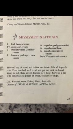 the menu for mississippi state sun