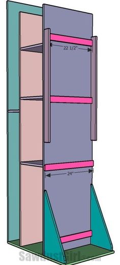 a drawing of a bookcase with two shelves and one shelf on the bottom side