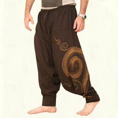 Category:WE-Pants; Season:Summer; Fabric:Polyester; Gender:Men's; Style:Streetwear,Ethnic Style; Elasticity:Micro-elastic; Occasion:Going out,Casual,Daily,Holiday,Vacation; Fit Type:Regular Fit; Function:Soft,Breathable; Waistline:Mid Waist; Pattern:Graphic; Design:Elastic Waist,Drawstring; Pants Type:Summer Pants,Casual Pants,Harem Pants,Trousers; Fly Type:Elasticity; Front page:FF; Listing Date:02/21/2024; Production mode:External procurement; Hips:; Length:; Waist: Brown Harem Pants For Summer, Bohemian Brown Harem Pants For Summer, Baggy Brown Bohemian Bottoms, Bohemian Baggy Brown Bottoms, Summer Bohemian Brown Harem Pants, Brown Baggy Bohemian Bottoms, Bohemian Baggy Brown Pants, Baggy Bohemian Brown Pants, Traditional Non-stretch Summer Pants