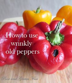 red peppers and yellow peppers on a cutting board