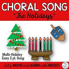 choral song for the holidays with christmas tree and menorah