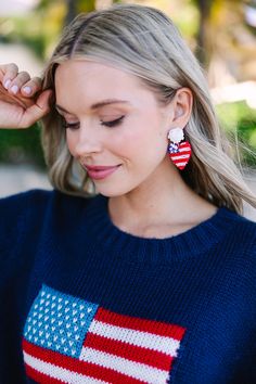 These earrings couldn't be more perfect for Memorial Day or for the 4th of July! They are so festive and patriotic! These beaded beauties are going to be such a hit! Patriotic Drop Earrings For 4th Of July, Patriotic Dangle Earrings For Independence Day, Patriotic Beaded Earrings For 4th Of July, Patriotic Earrings For 4th Of July Gift, Beaded Earrings For 4th Of July Gift, Beaded Earrings As A Gift For 4th Of July, Red Dangle Earrings For 4th Of July, Red Dangle Jewelry For 4th Of July, Red Patriotic Beaded Earrings