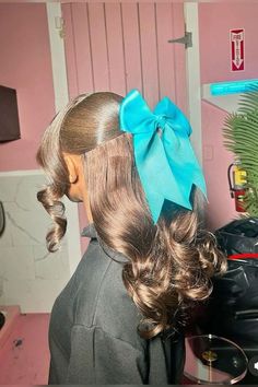 Blue Bow Hairstyle, Baddie Natural Hairstyles, Sleek Ponytail Hairstyles, Birthday Hairstyles, Quick Weave Hairstyles, Braided Hairstyles For Teens