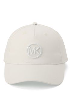 A puffy embroidered logo marks the front of this fashionable baseball cap with a curved brim for added sun protection. 2 3/4" brim width 100% cotton Hand wash, line dry Imported Adjustable back strap Classic Logo Baseball Cap With Flat Brim, Classic Flat Brim Baseball Cap With Logo, Logo Cotton Baseball Cap With Flat Brim, Cotton Baseball Cap With Logo And Flat Brim, Flat Brim Cotton Baseball Cap With Logo, Adjustable Visor Hat With Logo, White Baseball Cap With Logo, Cotton Baseball Cap With Logo And Curved Brim, Classic Baseball Cap With Logo Curved Brim