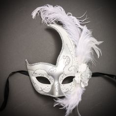 Elegant White Masquerade Mask For Carnival, Elegant White Masquerade Mask For Mardi Gras, White Mardi Gras Masquerade Masks, White Eye Mask For Costume Party, White Eye Mask For Masquerade, Elegant White Eye Mask, White Masquerade Masks And Prosthetics For Mardi Gras, White Mardi Gras Masquerade Masks And Prosthetics, White Masks For Carnival Costume Party