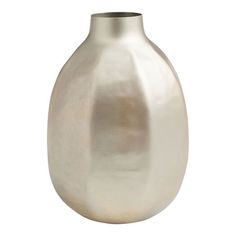 a silver vase is shown on a white background