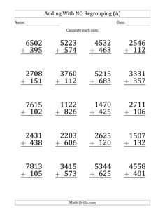 the addition worksheet for adding with regroups and subtracting numbers