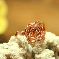 This flower ring, in a rose shape, is wire wrapped in a beautiful copper wire. So dainty and feminine, you will want to wear this rosette ring every day. Copper has a gorgeous and elegant rose gold color. Wouldn't it be the perfect gift for your girlfriend or your bridesmaids? Or, even an engagement ring for the woman who loves nature or like a boho style ring? ~ Each ring will be handmade by me for you, and each one will be unique. Like with Mother Nature, no two flowers can be exactly alike! ~ Engagement Ring Boho, Wire Wrapped Rose, Ring Wire, Boho Hippie Chic, Nature Ring, Rose Ring, Etsy Favorites, Gifts For Your Girlfriend, Boho Ring