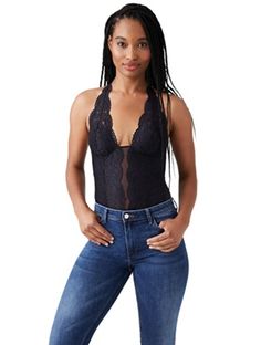 Our halter bodysuit is the ultimate layering piece. With a thong back and low plunge front this style  disappears under clothes. Stretch Bodysuit With Built-in Bra For Date Night, Elegant Cami Bodysuit For Night Out, Fitted Lace Closure Camisole For Night Out, Lace Closure Camisole For Night Out, Chic Stretch Bodysuit With Lace Closure, Fitted Camisole With Lace Closure For Night Out, Elegant Camisole Bodysuit For Night Out, Summer Stretch Bodysuit With Lace Closure, Flirty Fitted Backless Bodysuit