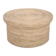 a round basket made out of bamboo