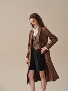 100% Wool Luxury Long Sweater Coat, Elegant Long Wool Coat, Luxury Winter Formal Sweater Coat, Luxury Formal Winter Sweater Coat, Timeless Formal Wool Coat For Fall, Luxury Formal Sweater Coat For Fall, Elegant Single Breasted Tweed Jacket For Winter, Formal Luxury Fall Sweater Coat, Elegant Fitted Tweed Wool Coat