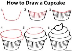 how to draw cupcakes step by step with pictures for kids and beginners