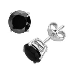 Round black cubic zirconia stones offer bold sophistication. Sterling silver construction ensures lasting shine. Post backings promise a secure fit. Details:  1/4-in. length Pierced Sterling silver  Size: One Size. Gender: female. Age Group: adult. Black Diamond Earrings Studs, Opal Drop Earrings, Red Heart Earrings, Baublebar Earrings, Crystal Heart Earrings, Alloy Earrings, Hoop Earring Sets, Cz Stud Earrings, Zirconia Earrings