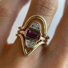 1.24ct Ruby & Half Moon Diamond Ring – Marrow Fine Moon Engagement Rings, Moon Diamond Ring, Half Moon Ring, Half Moon Diamond, Marrow Fine, Planet Jewelry, Bling Ideas, Born In July, Gold Jewellry